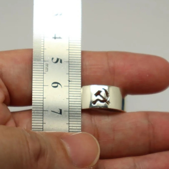 Elegant 925 Silver Filled Openwork Sickle Men & Women Ring Size 7 - Picture 3 of 8